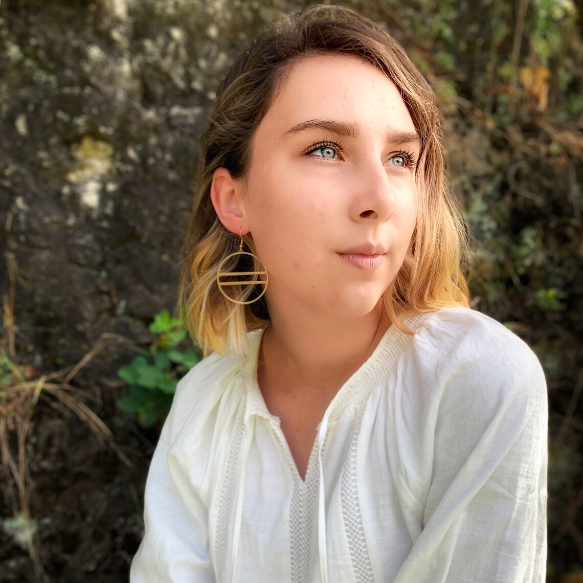 Boho Round Brass Hoop Earrings Metal Collection Etsy