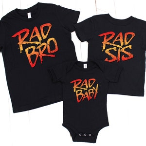 Rad Kids 80s Nostalgic BMX T-Shirt, Rad Bro, Rad Sis, Rad Baby, Rad Teen, Totally Rad Gift for family, matching shirts family photo ideas
