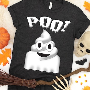 Poo! Funny Ghost Poop Emoji Shirt, Cute Poop Emoji Shirt, Boo! Halloween T-shirt