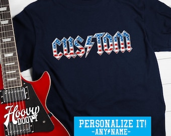 PERSONALIZADO: Camiseta de concierto de rock & roll, regalo de cumpleaños personalizado para amantes del rock clásico, camiseta del 4 de julio con la bandera estadounidense.