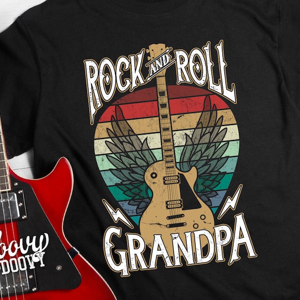 Rock & Roll Grandpa, Vintage Look, Guitar Player, Music Lover Gift, Father's Day, Birthday Gift