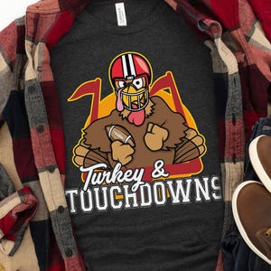 Thanksgiving Football Shirt: Funny Turkey & Touchdowns - Family Dinner Tee