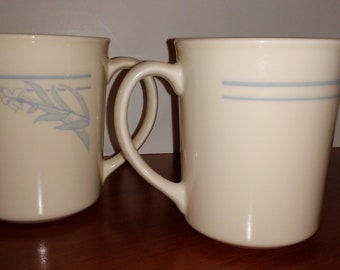 SET of TWO Vintage Corelle Livingware Blue Lily Cups
