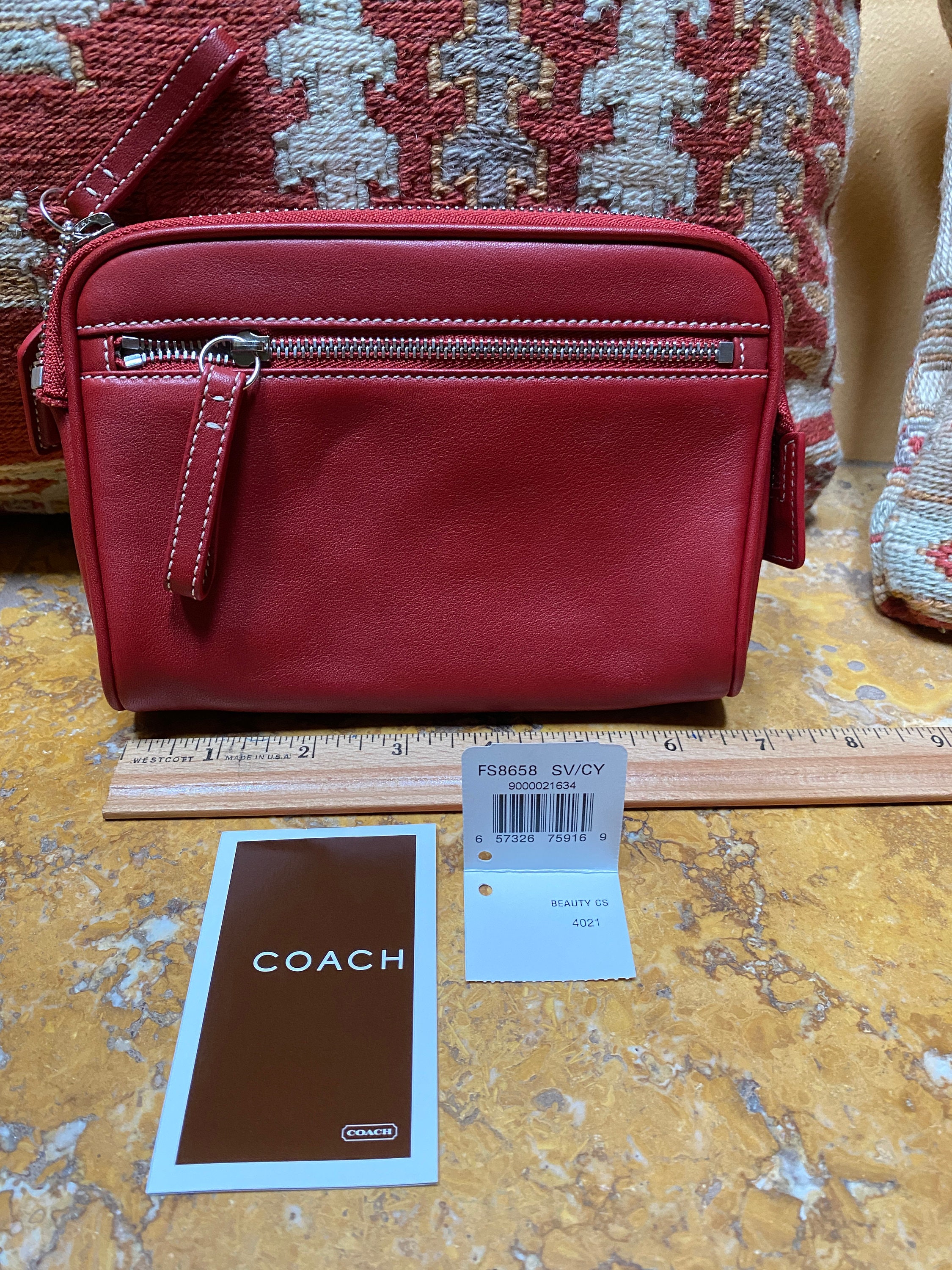 Vintage Red Coach Cosmetic Case NWOT - Etsy