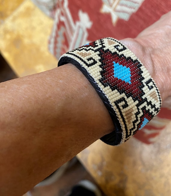 Navajo made beaded cuff bracelet