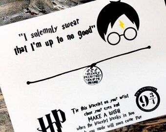 Harry Potter wish bracelet.I solemnly swear I'm up to no good. Harry Potter jewelry.Harry potter charm bracelet.Harry Potter gift
