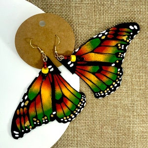 Hand Painted & Crafted Monarch Butterfly Earrings - &quot;the New Reggae&quot;