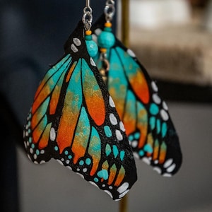 Hand Painted & Crafted Monarch Butterfly Earrings - &quot;the Trish Wing&quot;
