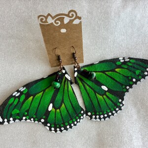 Hand Painted & Crafted Monarch Butterfly Earrings - &quot;the Green&quot;