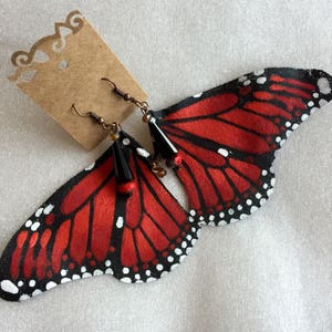 Hand Painted & Crafted Monarch Butterfly Earrings - &quot;The Red Wing&quot;