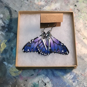 Hand Painted & Crafted Monarch Butterfly Earrings - &quot;the Joanie G Wing Mini&quot;