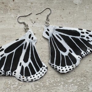 Hand Painted & Crafted Monarch Butterfly Earrings - &quot;Día de los Muertos Wings&quot;