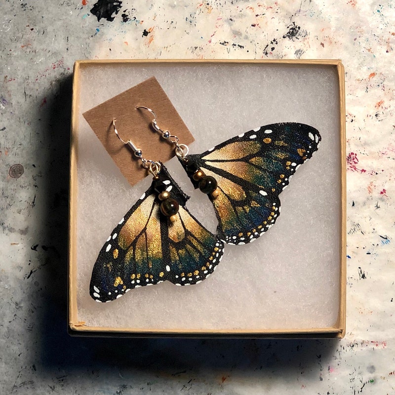 Hand-Painted Monarch Earrings main image 1