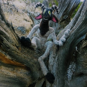 Handmade Wool Goatman Cryptid - Whimsical Oddity