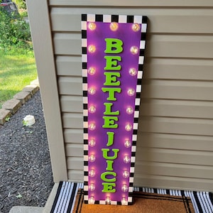 Beetle Juice Halloween Sign, Welcome Door Decor, Spooky Porch Leaner, Beetlejuice Decoration With Lights, Movie Inspired Props For Party