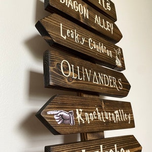 Storybook Directional Wood Decor Sign, Custom Witch & Wizard Halloween Decoration