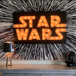 Large Star Wars Wall Decor Art, Marquee Style Logo Lights | Party Decoration Gift, Kids Room, Man Cave & Nursery Sign