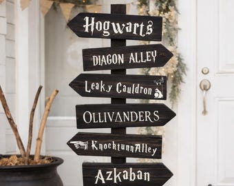 Wizard Directional Porch Sign | Halloween Porch Leaner |  Magical Outdoor Decor | Witchy Halloween Sign | Fantasy Yard Decor