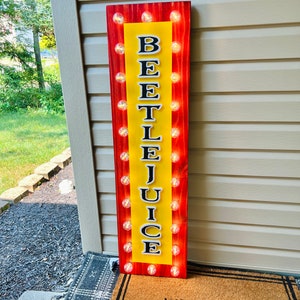 Beetle Juice Halloween Sign, Welcome Door Decor, Spooky Porch Leaner, Beetlejuice Decoration With Lights, Movie Inspired Props For Party