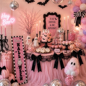 Pink Halloween Porch Leaner, Ghost Porch Sign, Cute Spooky Decor, Pastel Halloween Decor, Modern Outdoor Halloween Decoration image 14