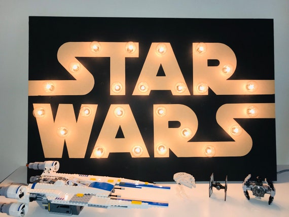 Star Wars Decor Logo Sign Art With Marquee Style Lights | Etsy