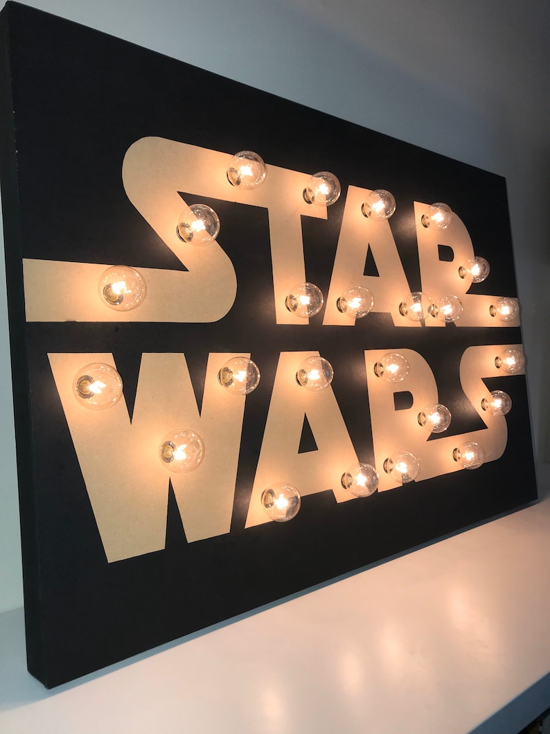 Star Wars Wall Decor Logo Sign Art With Marquee Style Lights Etsy