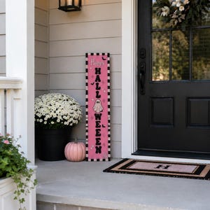 Pink Halloween Porch Leaner, Ghost Porch Sign, Cute Spooky Decor, Pastel Halloween Decor, Modern Outdoor Halloween Decoration image 17