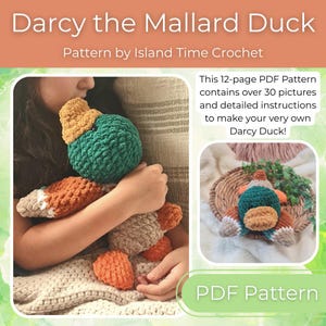 DIGITAL PATTERN ONLY! Darcy the Mallard Duck crochet pattern, cute duck pattern, mallard ducks, crochet plushie pattern, amigurumi duckie
