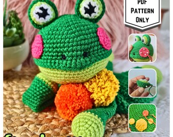 SOLO ARCHIVO DIGITAL - Patrón de crochet de rana de peluche