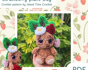 DIGITAL FILE ONLY - Strawberry plant crochet pattern, Kawaii, plant pattern, strawberry guy, easy crochet pattern