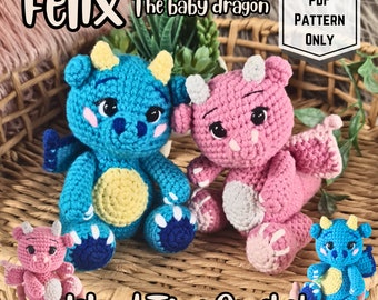 Digital Pattern Only - Felix the Baby Dragon Crochet Amigurumi Pattern