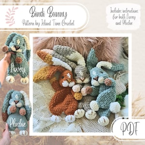 DIGITAL PATTERN ONLY! Bindi Bunny Plush toy & Lovey crochet pattern, Cute Bunny pattern, Spring bunny, crochet lovey pattern, bunny pattern.