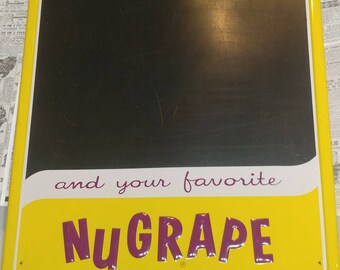 Vintage Nu Grape Chalkboard Tin Sign
