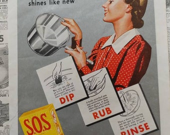 Vintage 1939 S.O.S / Dole Pineapple advertisement.