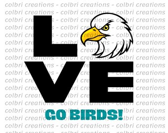 LOVE Eagles - Digital Download - Go Birds - SVG - PNG - Philadelphia - voetbal - eagles svg - voetbal svg - philadelphia svg - love svg