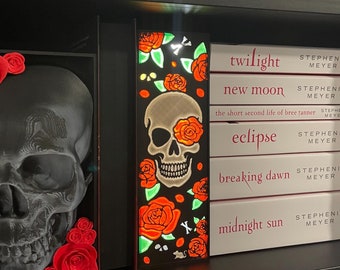 Skull Light Up Book Nook USB 3D Printed Bookshelf Decor
