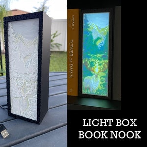 White Stag Light Box Book Nook - 3D Printed Bookshelf Decor
