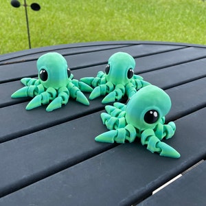 Octopus 3D Printed Articulating Small Octopus Customizable Choose Color