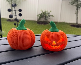 Knitted Pumpkin Tea Light Holder 3D Print Home Decor Customizable