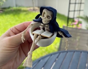 Reaper in a Cup- 3D Printed and Crafted Bookshelf Decor Bookish Merch