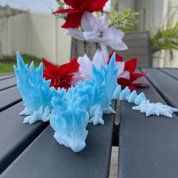 Winter Dragon Articulating 3D Print Ice Dragon Gift Toy Decor