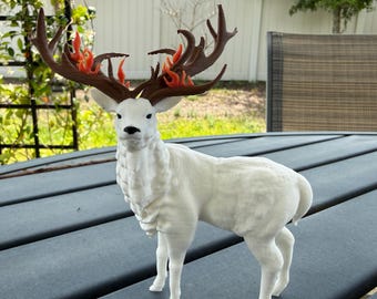 White Stag Bookshelf Decor