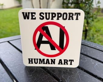 No AI | We Support Human Art | Table Top Vendor, Author, Artist Sign