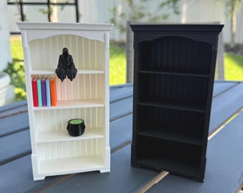 Mini Bookshelf - Includes Reaper Cauldron and set of books - Customizable Color - Bookshelf Decor 1:12 size