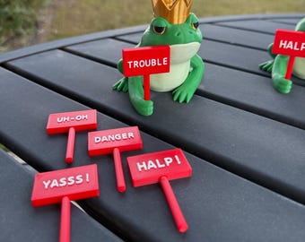 Crowned Frog Bookshelf Decor Interchangeable Signs