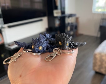 Black or Blue Dragon Keychain Articulating 3D Print