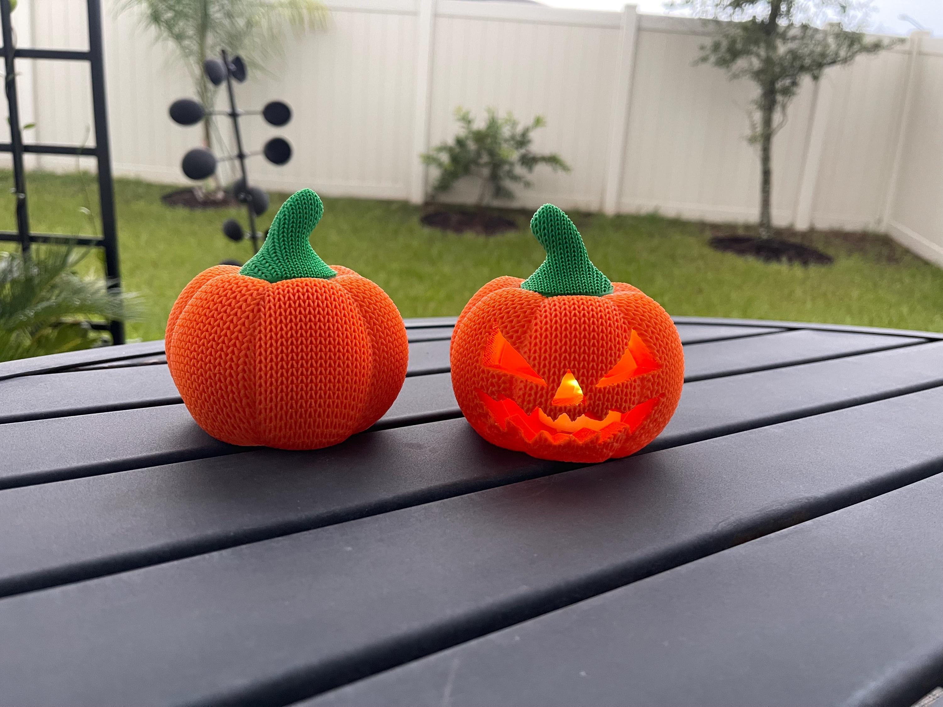 Knitted Pumpkin Tea Light Holder 3D Print Home Decor Customizable