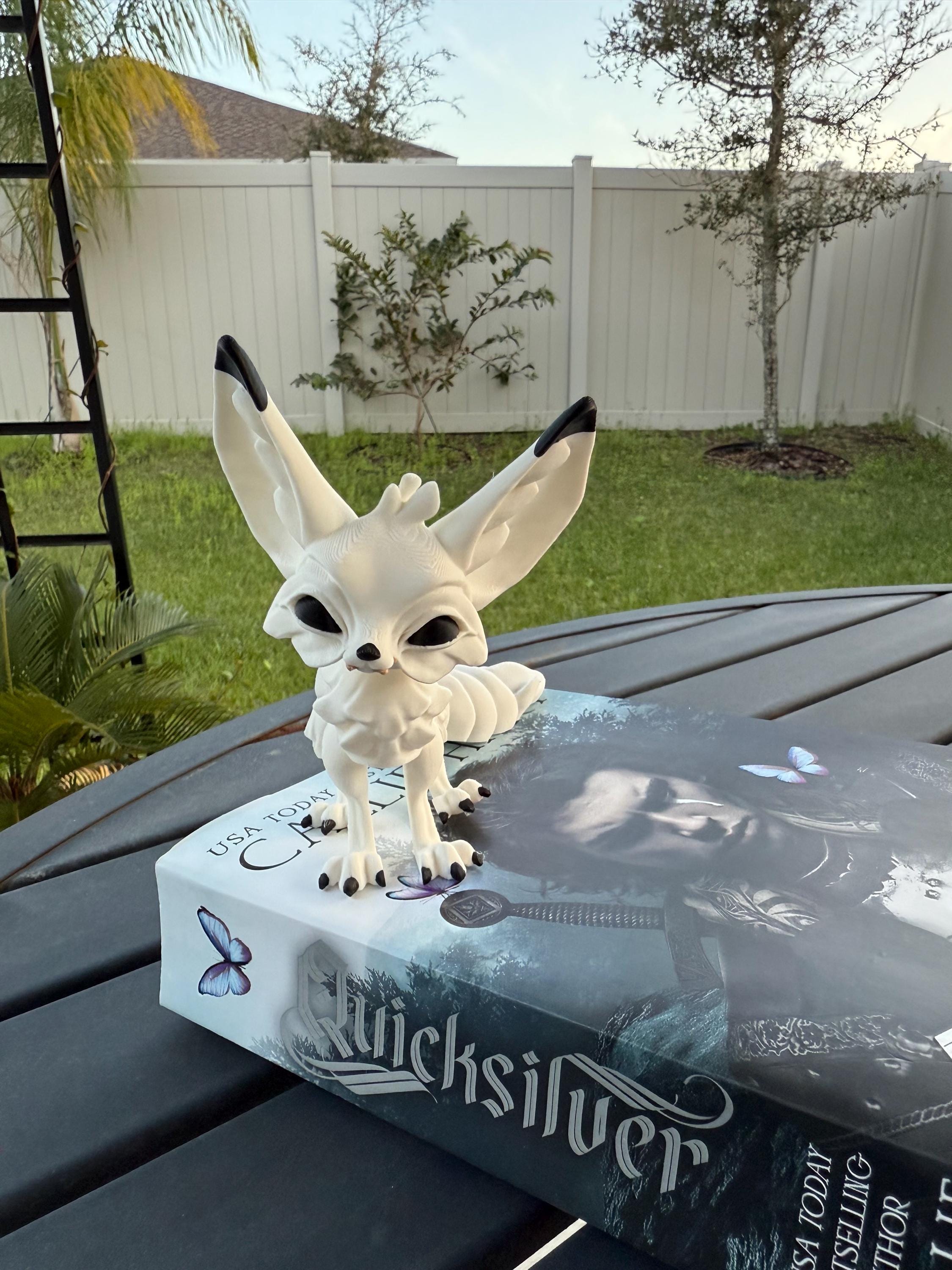 White Fennec Fox Articulated 3D Print Desk Decor Book Shelf Decor