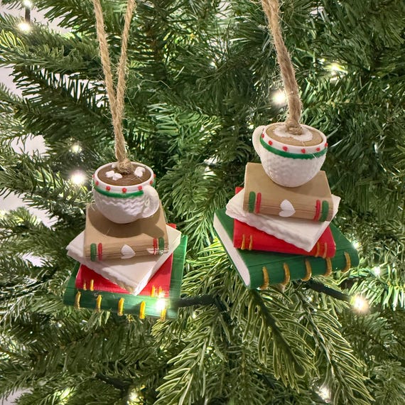 Bookish Ornament | Hot Cocoa | Coffee | Christmas | Xmas Tree Decor
