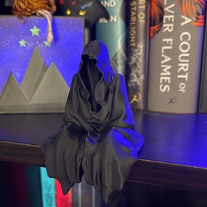 Sitting Ghost Figurine with Tea Cup 3D Print Book Self Decor Bookish Merch Grim Reaper image 4